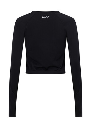 Seamless Contour Cropped Long Sleeve Top, Black