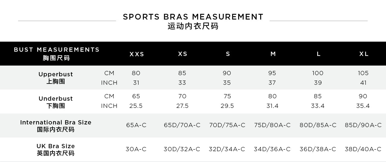 bra size to sports bra conversion