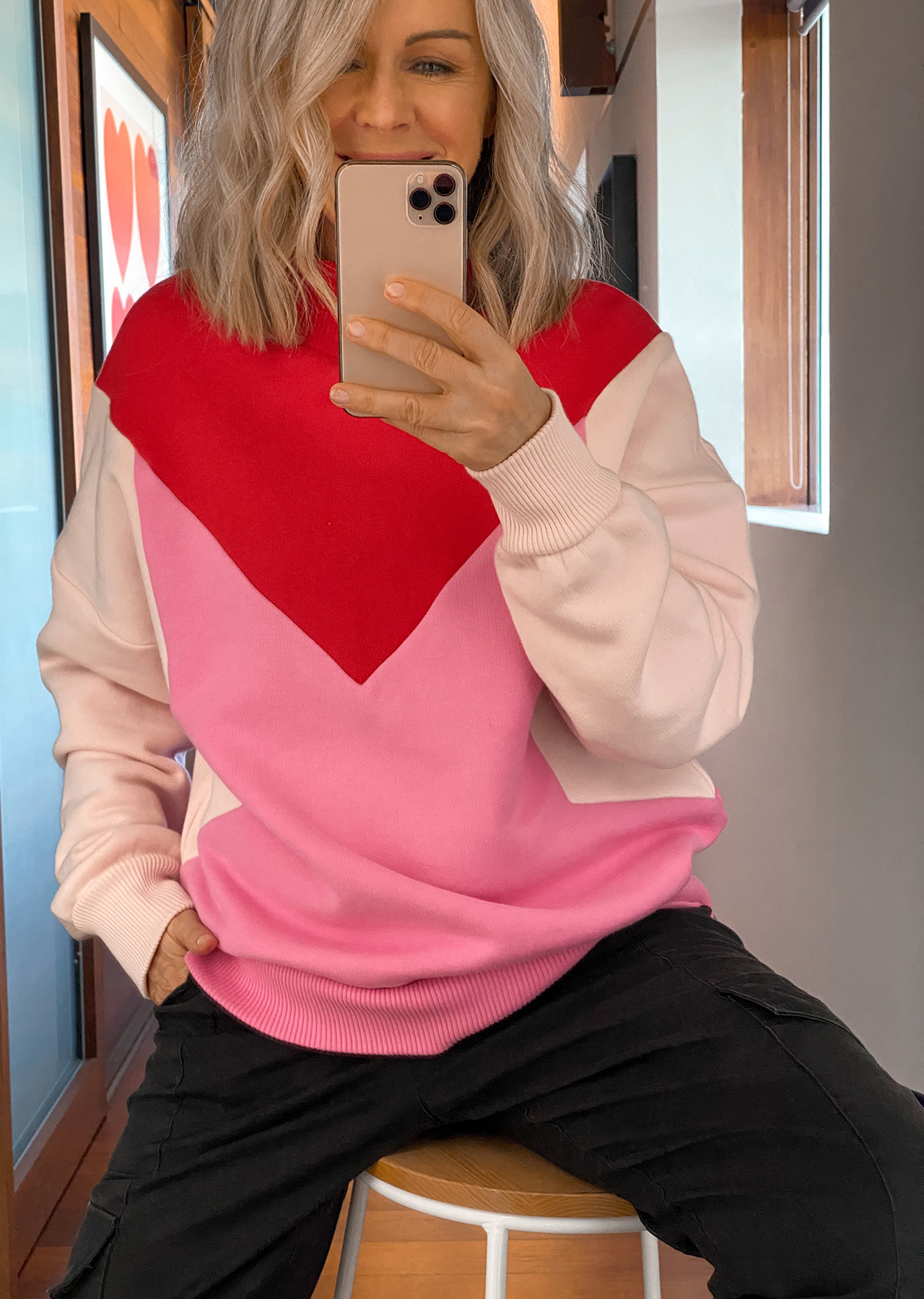 Red deals pink sweater